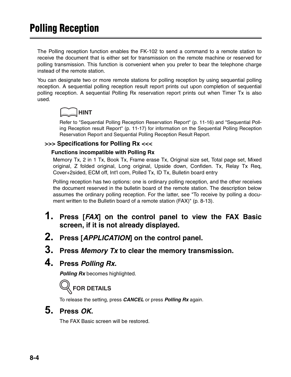 Polling reception | Konica Minolta FK-102 User Manual | Page 168 / 329