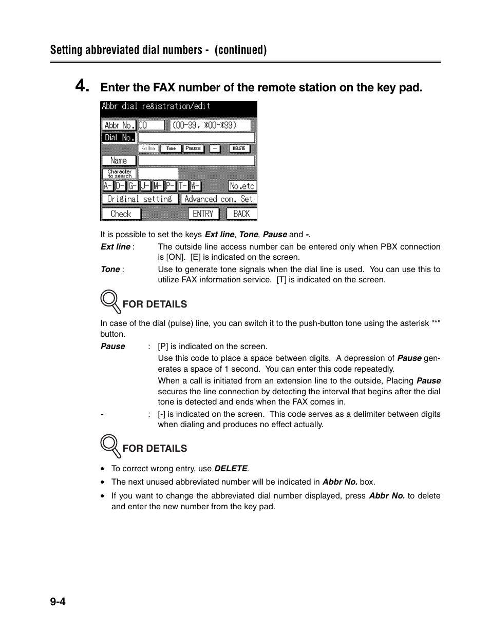 Setting abbreviated dial numbers - (continued) | Konica Minolta FK-102 User Manual | Page 182 / 329