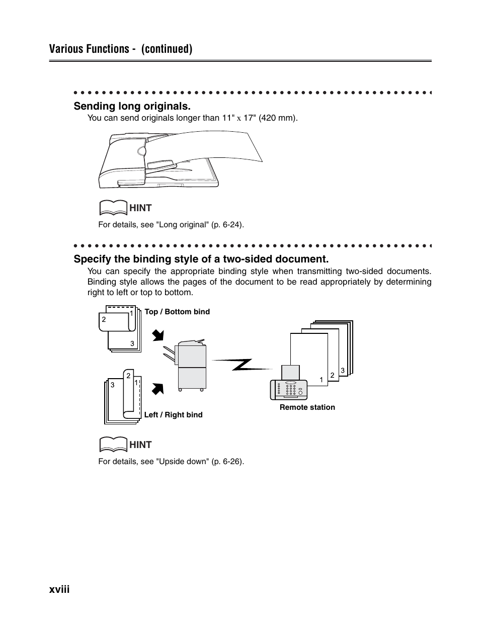 Various functions - (continued) | Konica Minolta FK-102 User Manual | Page 19 / 329