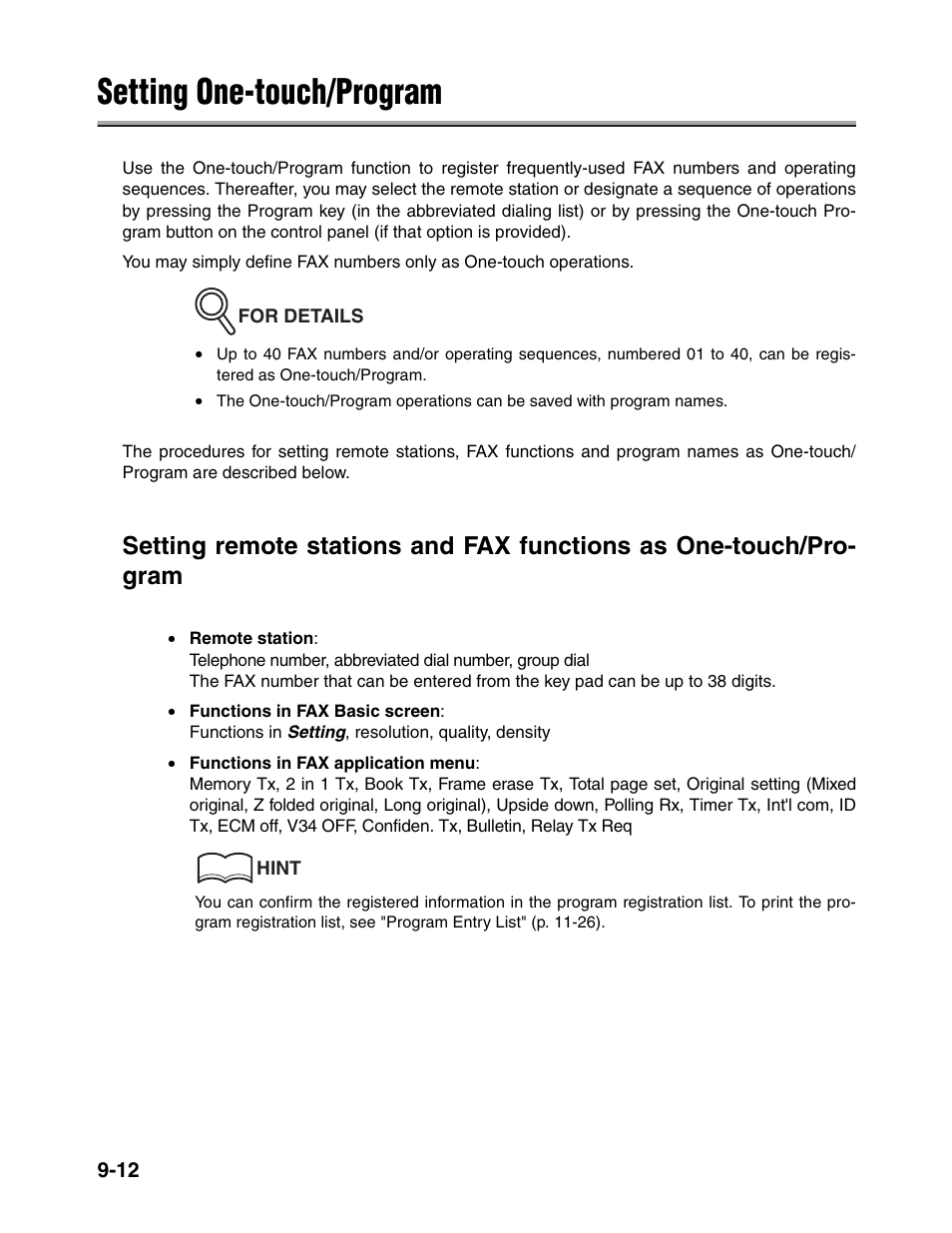 Setting one-touch/program | Konica Minolta FK-102 User Manual | Page 190 / 329