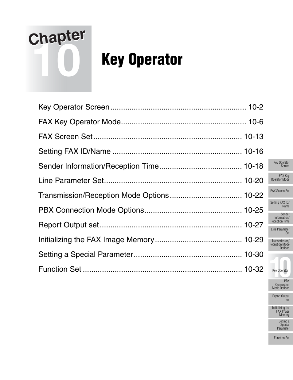 Chapter, Key operator | Konica Minolta FK-102 User Manual | Page 223 / 329