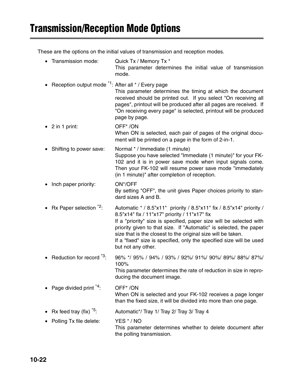 Transmission/reception mode options | Konica Minolta FK-102 User Manual | Page 244 / 329