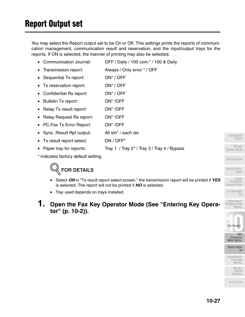 Report output set | Konica Minolta FK-102 User Manual | Page 249 / 329