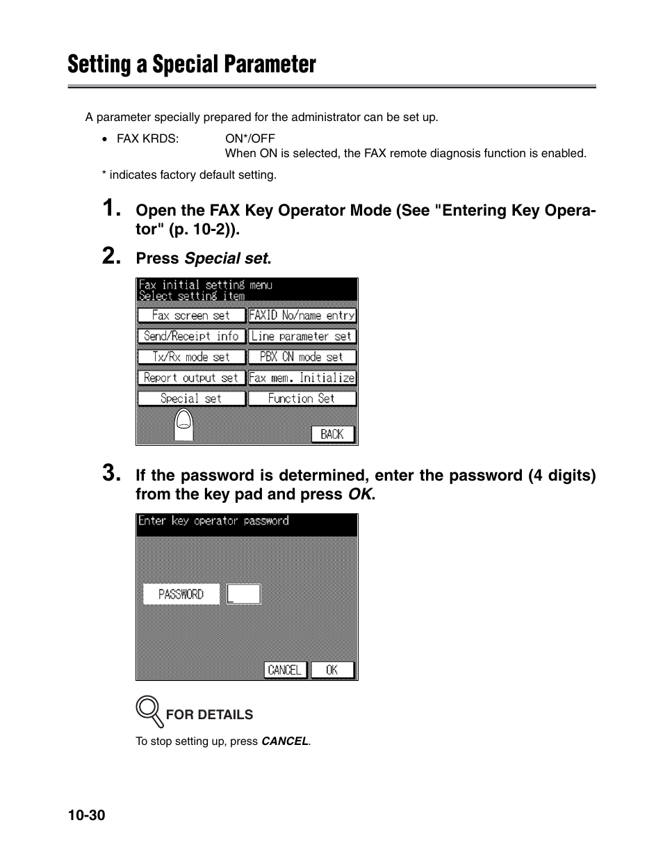 Setting a special parameter | Konica Minolta FK-102 User Manual | Page 252 / 329