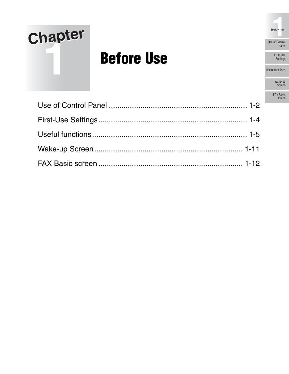 Chapter, Before use | Konica Minolta FK-102 User Manual | Page 26 / 329