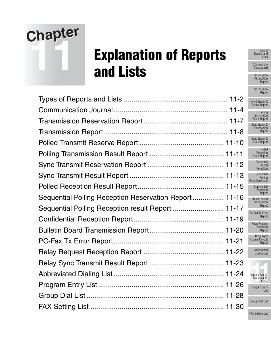 Chapter, Explanation of reports and lists | Konica Minolta FK-102 User Manual | Page 275 / 329