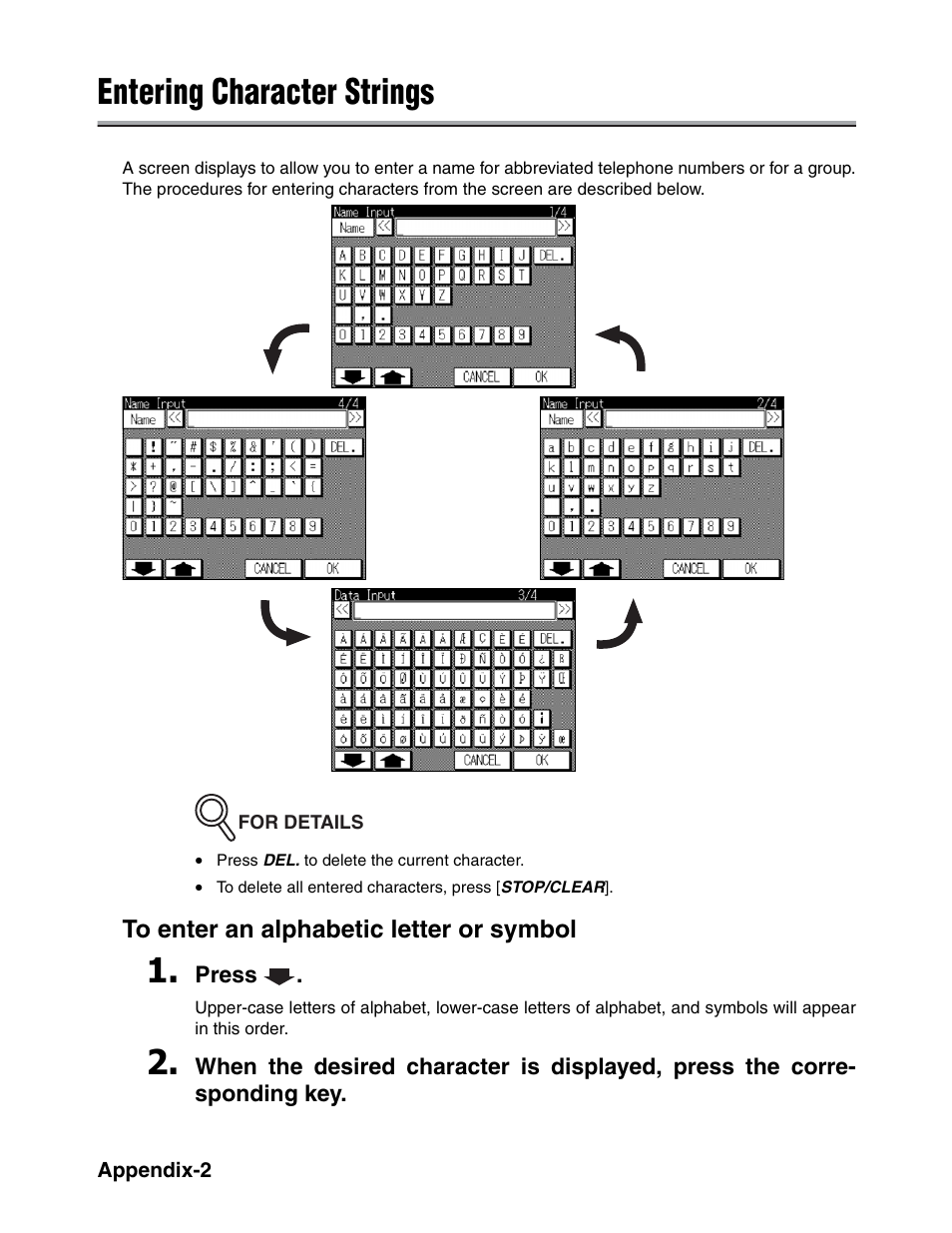 Entering character strings | Konica Minolta FK-102 User Manual | Page 310 / 329