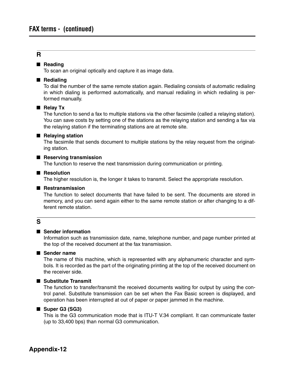 Fax terms - (continued) | Konica Minolta FK-102 User Manual | Page 320 / 329