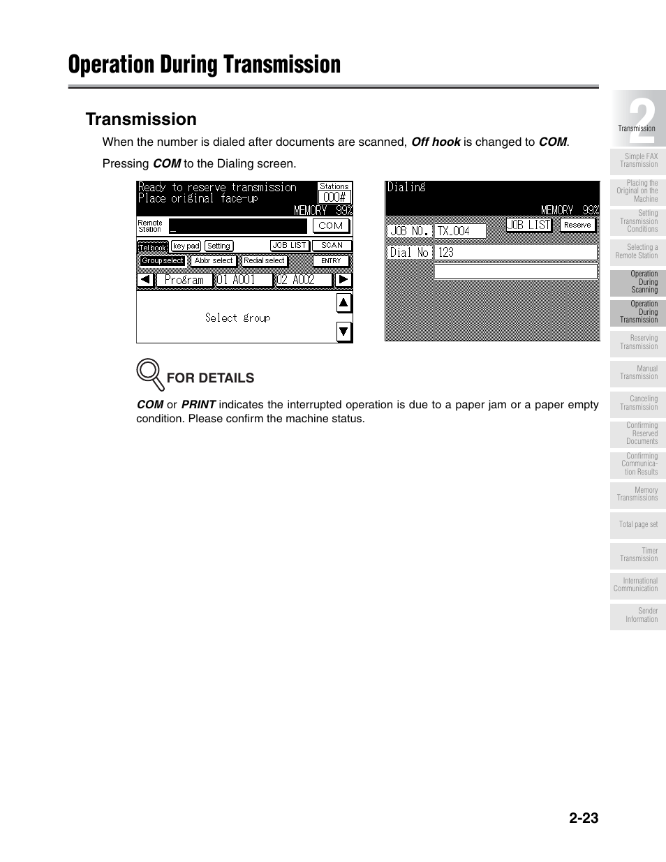 Operation during transmission, Transmission | Konica Minolta FK-102 User Manual | Page 61 / 329