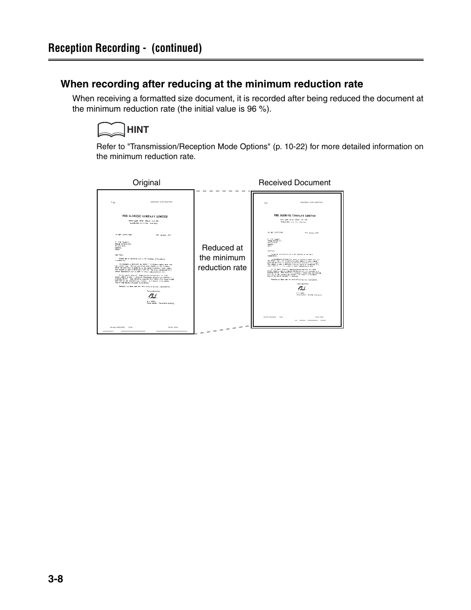 Reception recording - (continued), Hint | Konica Minolta FK-102 User Manual | Page 97 / 329