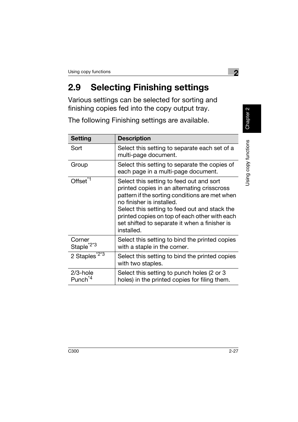 9 selecting finishing settings, 9 selecting finishing settings -27 | Konica Minolta bizhub C300 User Manual | Page 64 / 160