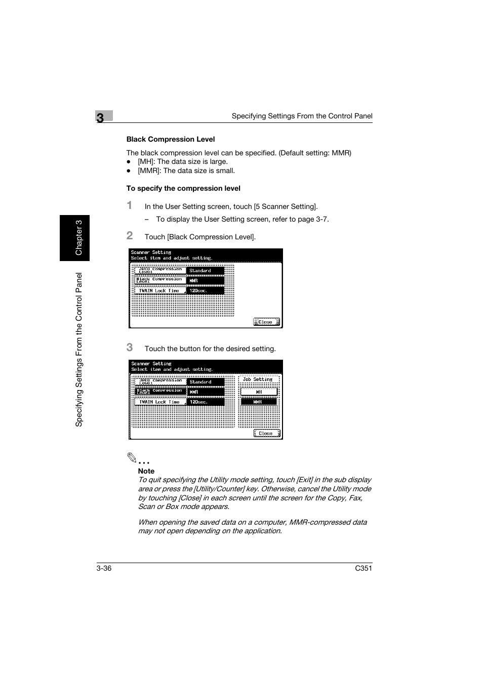 Black compression level, To specify the compression level | Konica Minolta BIZHUB C351 User Manual | Page 147 / 396
