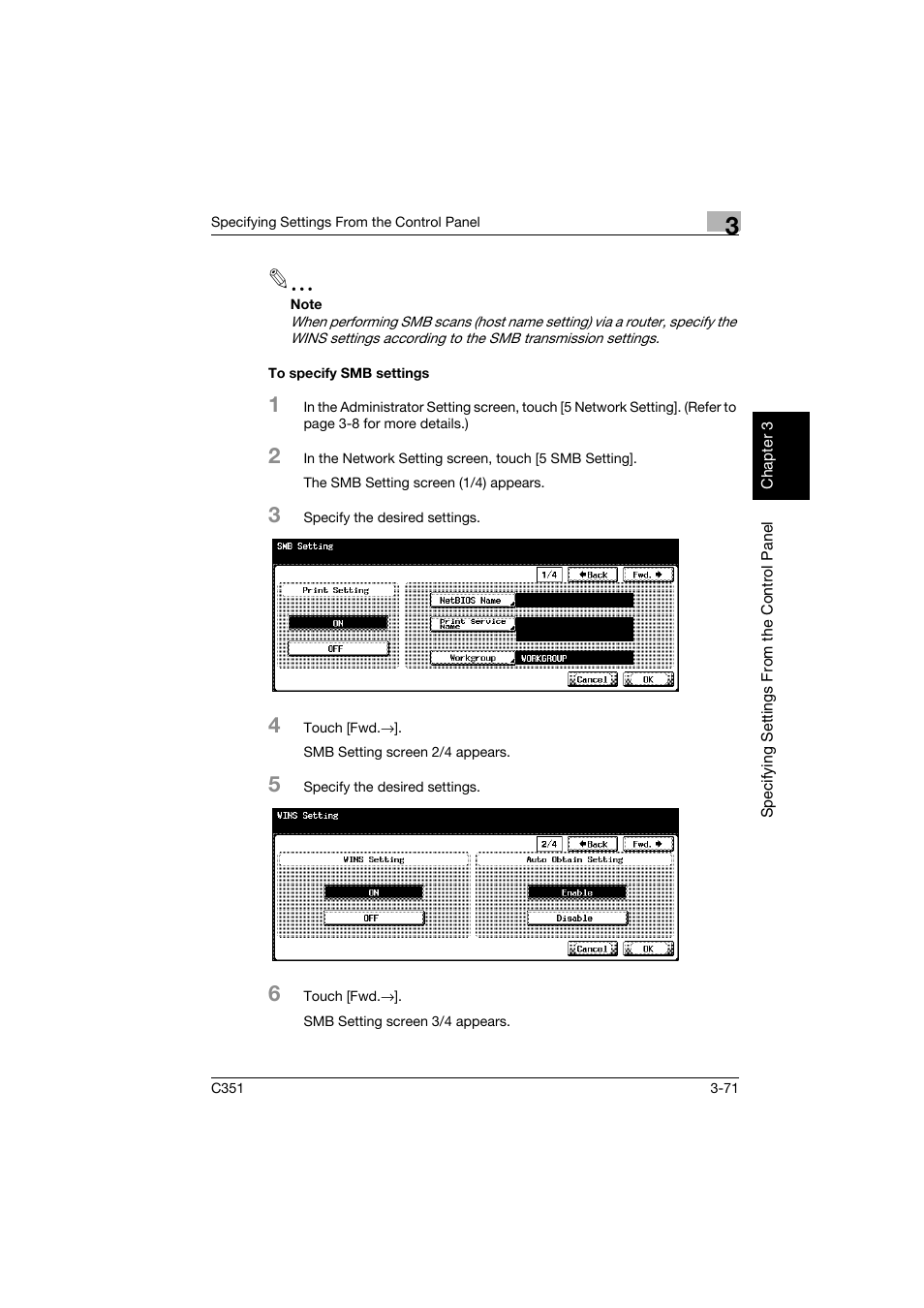 To specify smb settings, To specify smb settings -71 | Konica Minolta BIZHUB C351 User Manual | Page 182 / 396