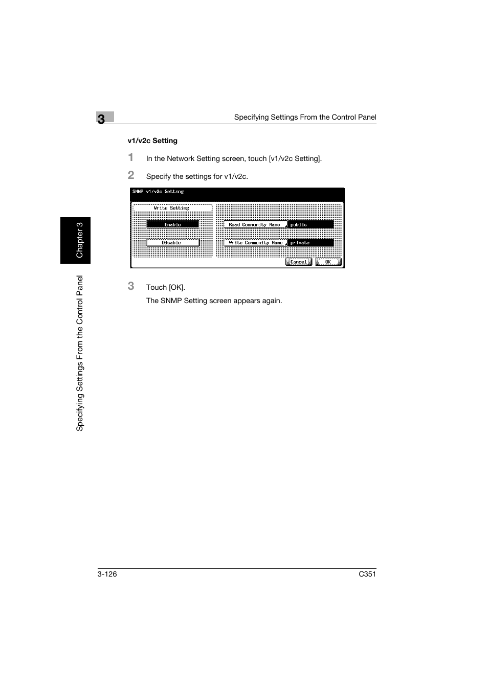 V1/v2c setting, V1/v2c setting -126 | Konica Minolta BIZHUB C351 User Manual | Page 237 / 396