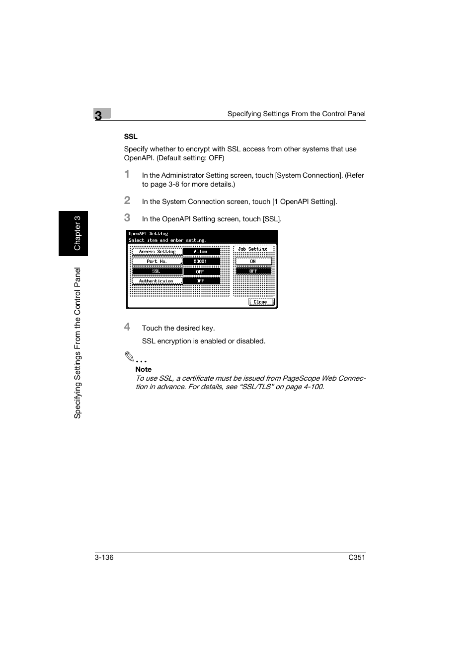 Ssl -136 | Konica Minolta BIZHUB C351 User Manual | Page 247 / 396