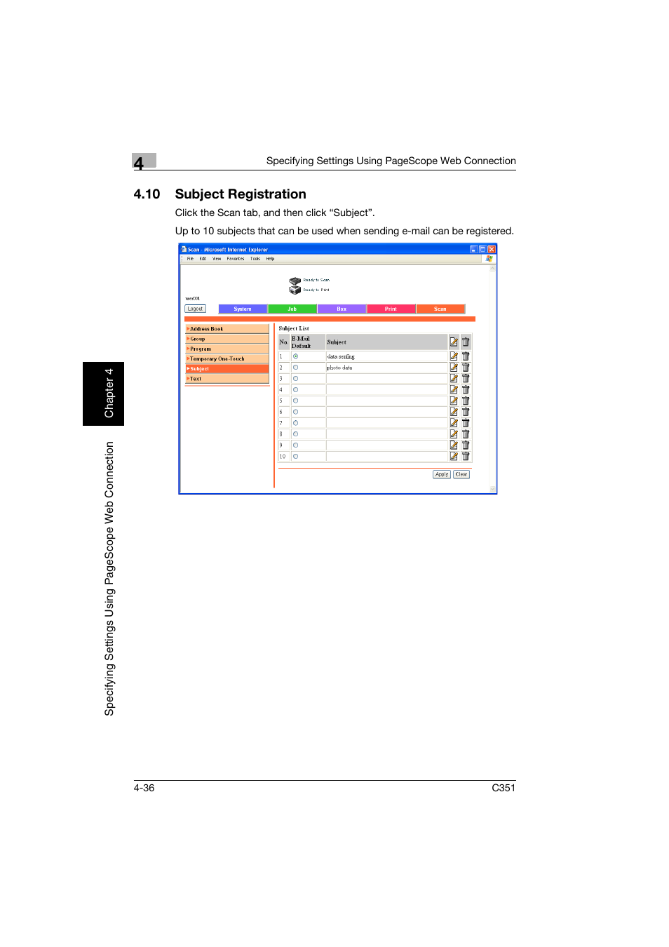 10 subject registration, Subject registration -36 | Konica Minolta BIZHUB C351 User Manual | Page 295 / 396