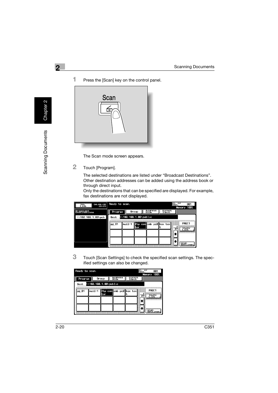 Scan | Konica Minolta BIZHUB C351 User Manual | Page 53 / 396