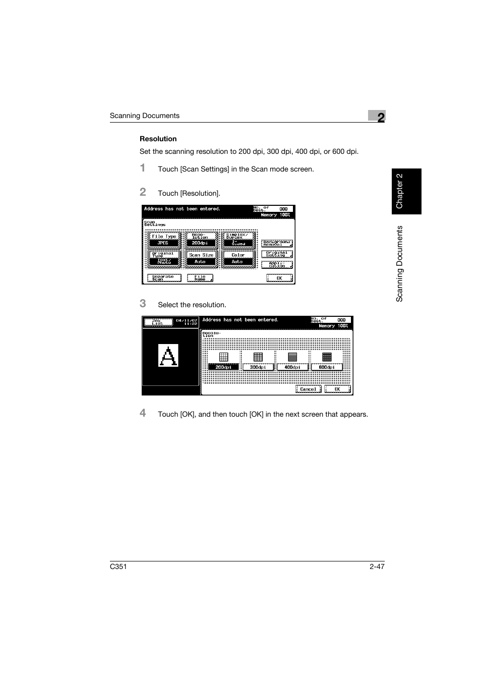 Resolution, Resolution -47 | Konica Minolta BIZHUB C351 User Manual | Page 80 / 396