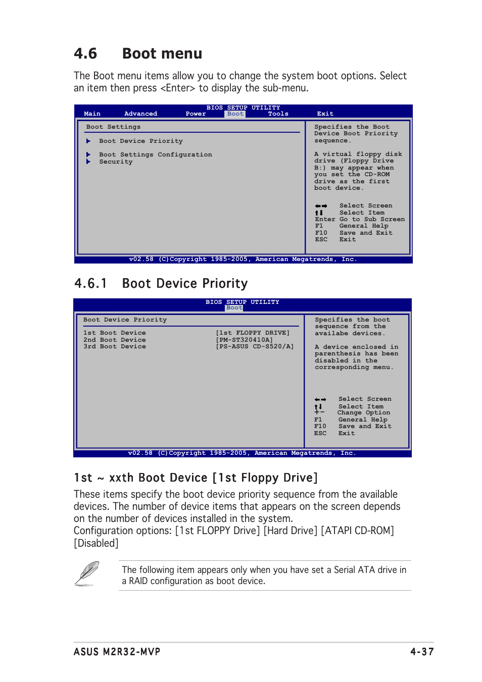6 boot menu, 1st ~ xxth boot device [1st floppy drive | Asus Motherboard M2R32-MVP User Manual | Page 103 / 160