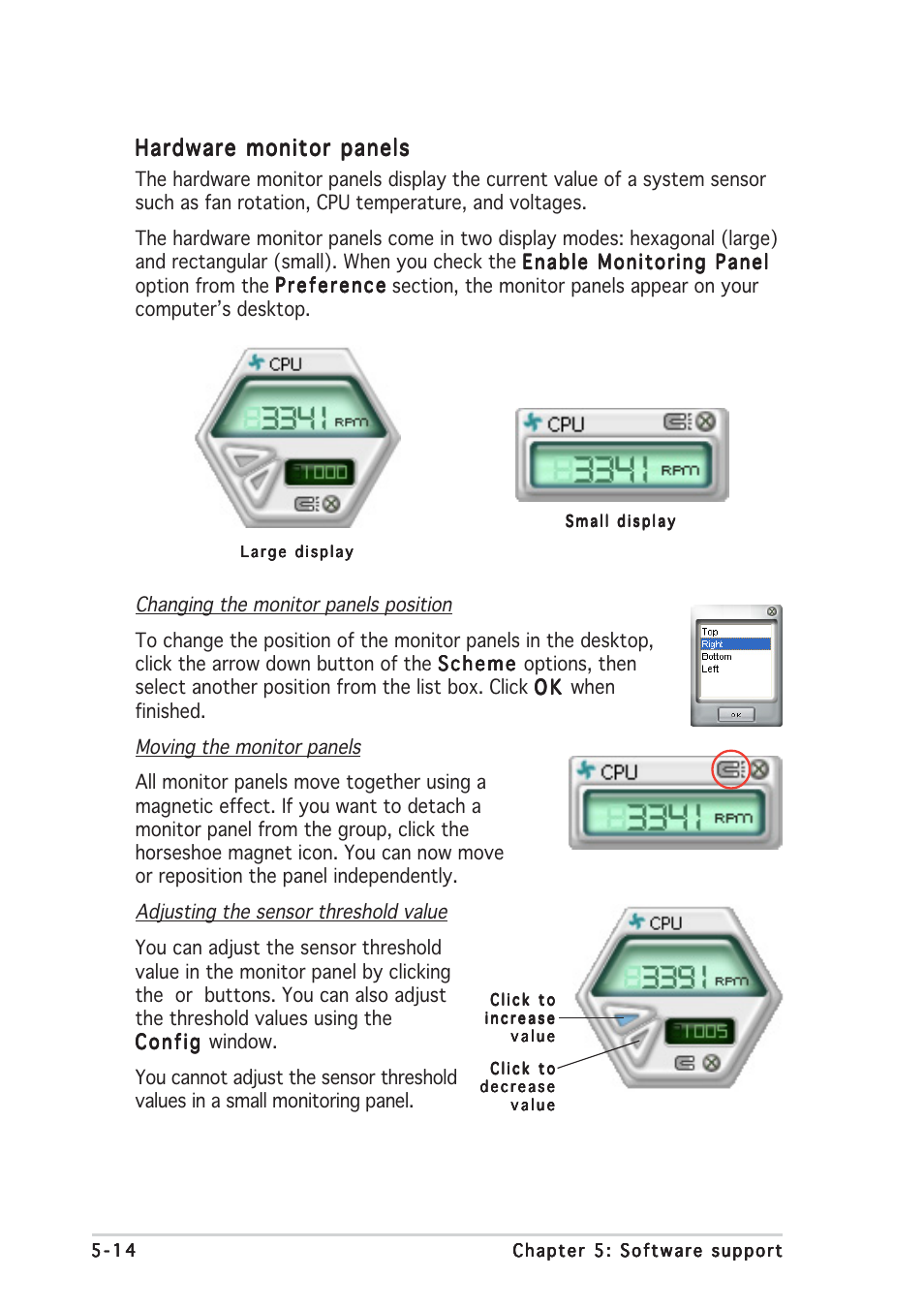 Hardware monitor panels | Asus Motherboard M2R32-MVP User Manual | Page 128 / 160