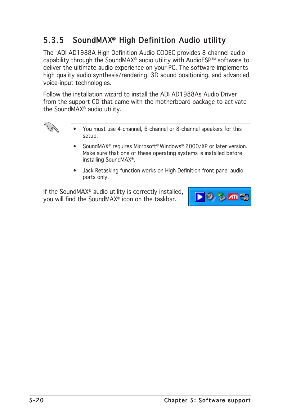 5 soundmax soundmax soundmax soundmax soundmax, High definition audio utility | Asus Motherboard M2R32-MVP User Manual | Page 134 / 160