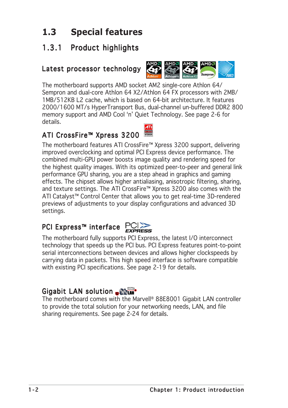 3 special features | Asus Motherboard M2R32-MVP User Manual | Page 18 / 160