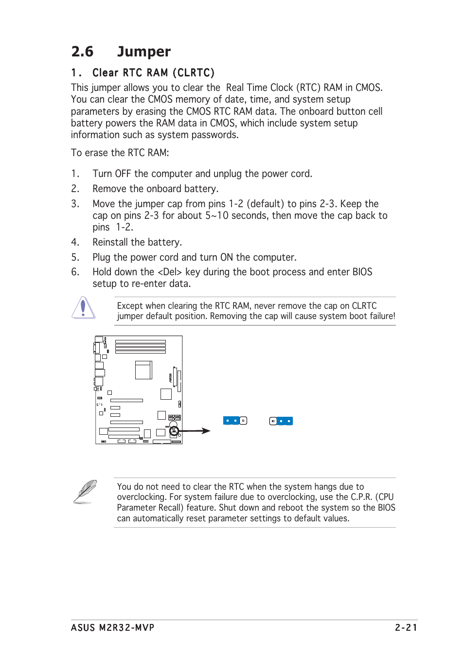 6 jumper | Asus Motherboard M2R32-MVP User Manual | Page 45 / 160