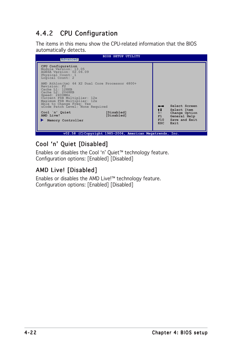 Cool ‘n’ quiet, Amd live! [disabled | Asus Motherboard M2R32-MVP User Manual | Page 88 / 160
