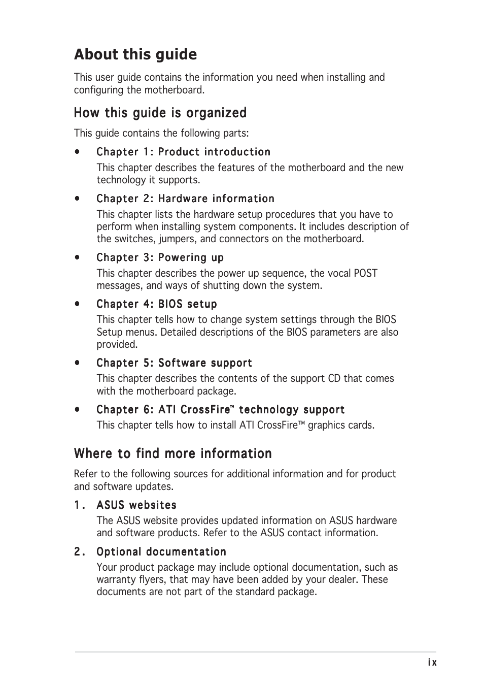 About this guide, How this guide is organized, Where to find more information | Asus Motherboard M2R32-MVP User Manual | Page 9 / 160