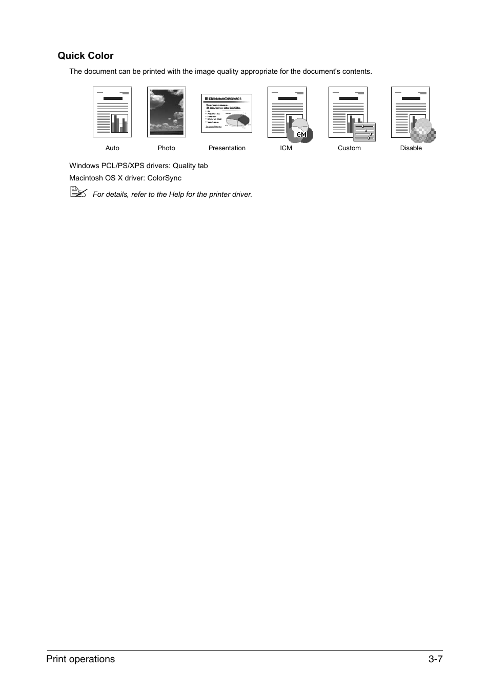 Quick color, Quick color -7, Print operations 3-7 quick color | Konica Minolta bizhub C35 User Manual | Page 23 / 43