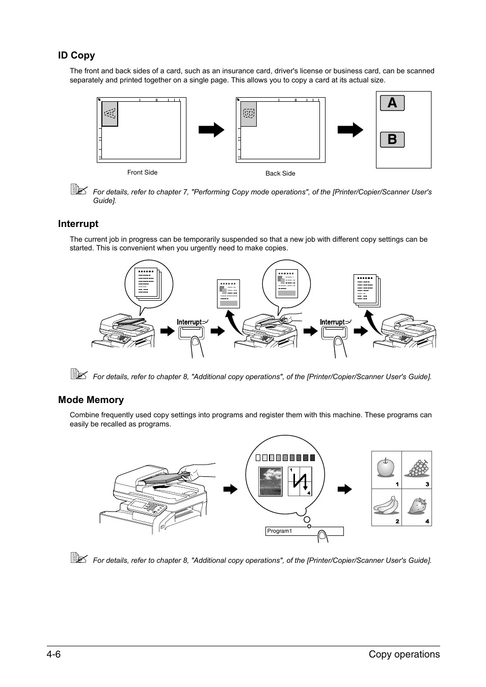 Id copy, Interrupt, Mode memory | Id copy -6 interrupt -6 mode memory -6 | Konica Minolta bizhub C35 User Manual | Page 30 / 43