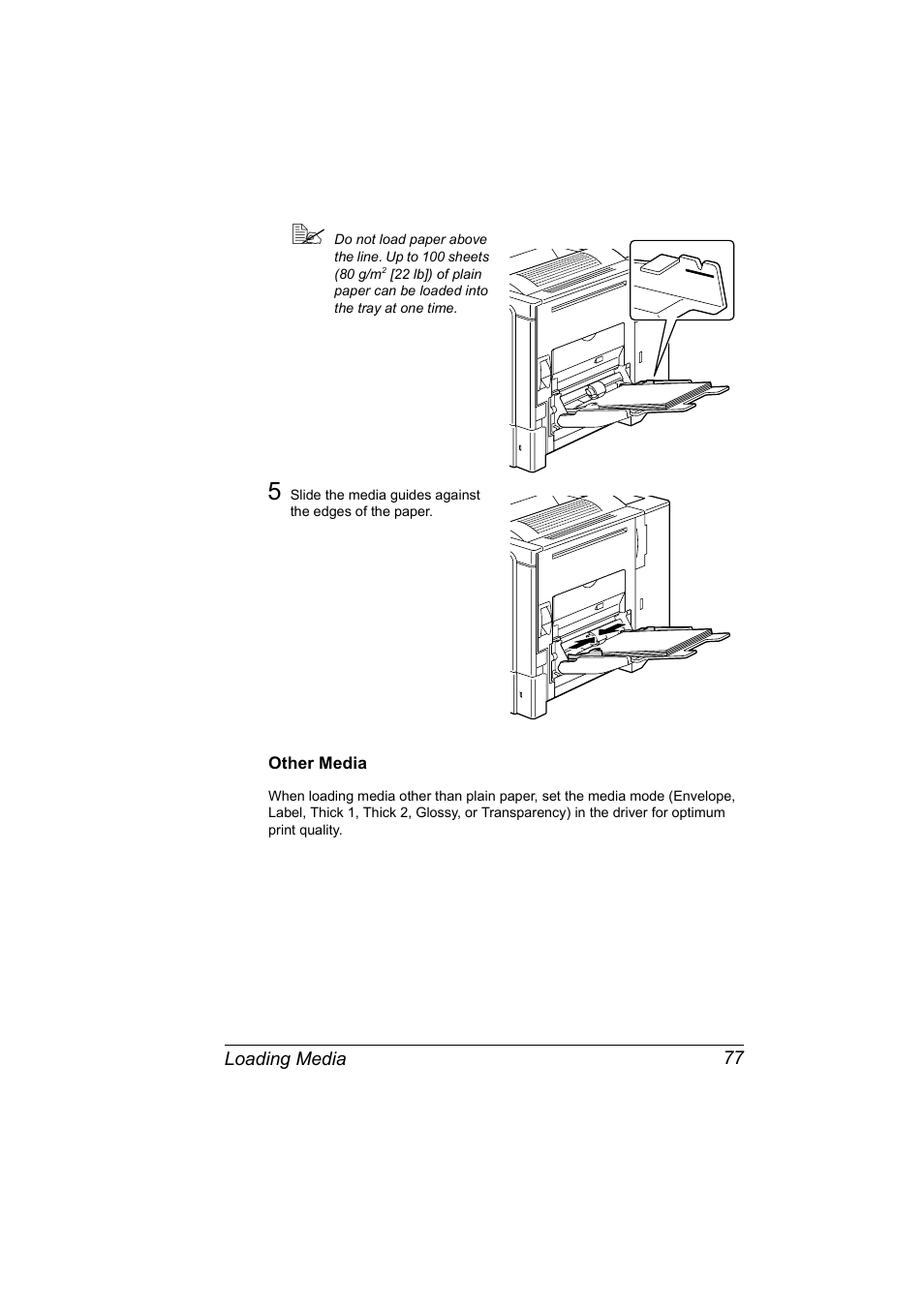 Other media, Other media 77 | Konica Minolta Magicolor 5450 User Manual | Page 91 / 208