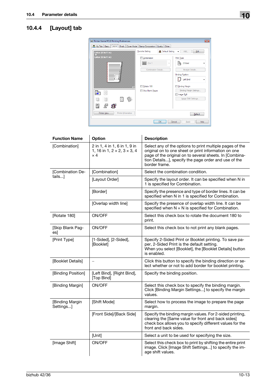 4 [layout] tab, Layout] tab -13 | Konica Minolta bizhub 36 User Manual | Page 100 / 198