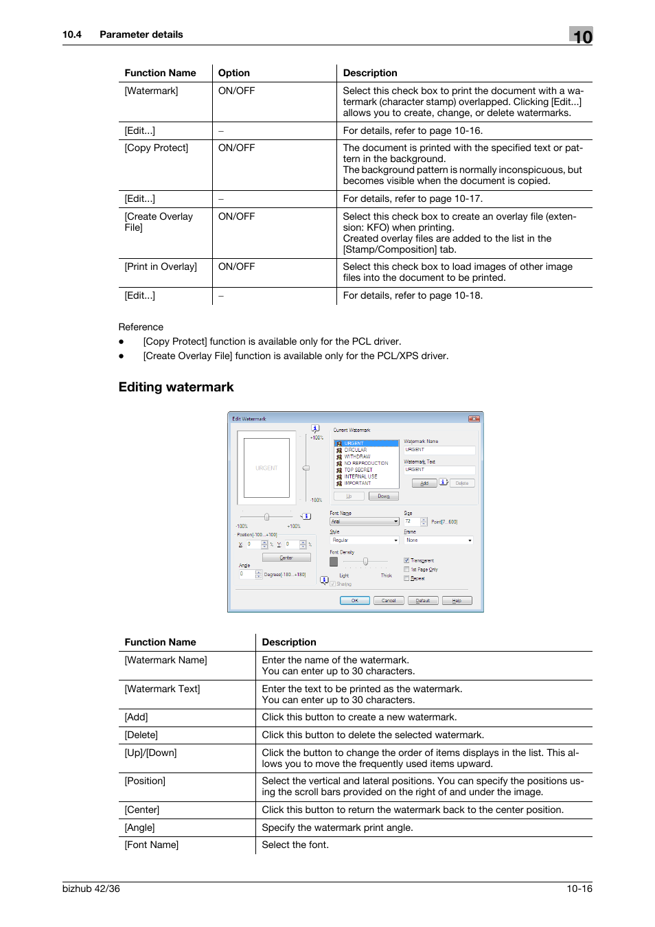 Editing watermark, Editing watermark -16 | Konica Minolta bizhub 36 User Manual | Page 103 / 198