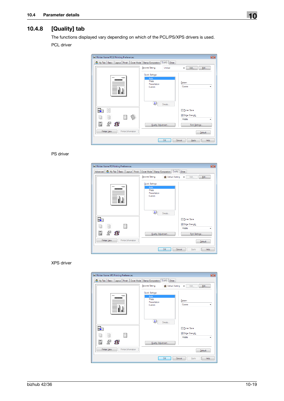 8 [quality] tab, Quality] tab -19 | Konica Minolta bizhub 36 User Manual | Page 106 / 198