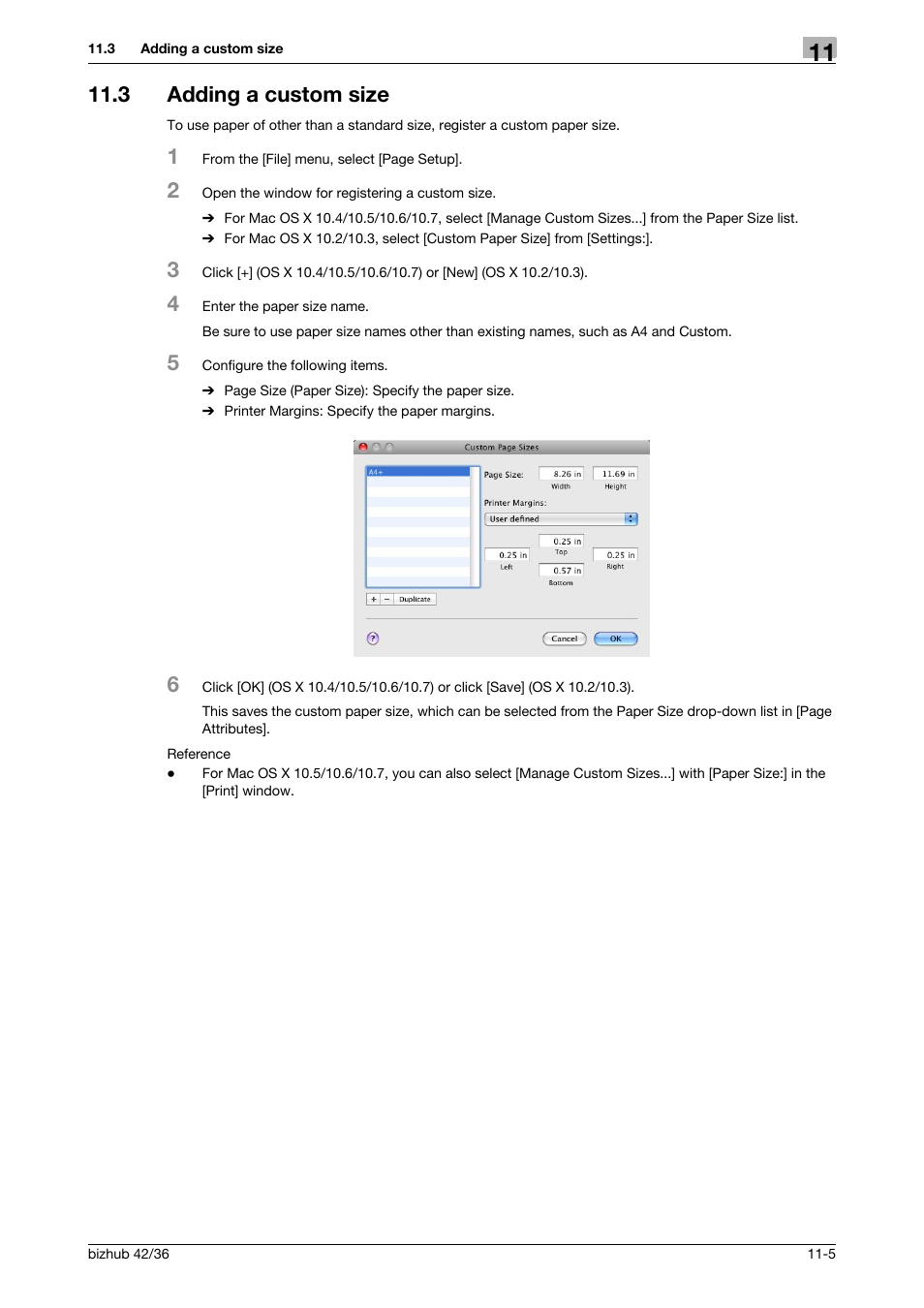 3 adding a custom size, Adding a custom size -5 | Konica Minolta bizhub 36 User Manual | Page 113 / 198