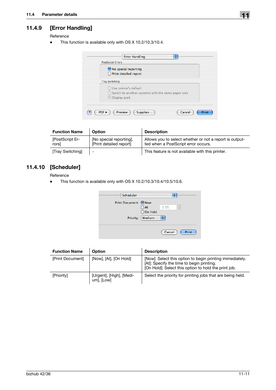 9 [error handling, 10 [scheduler, Error handling] -11 | Scheduler] -11 | Konica Minolta bizhub 36 User Manual | Page 119 / 198