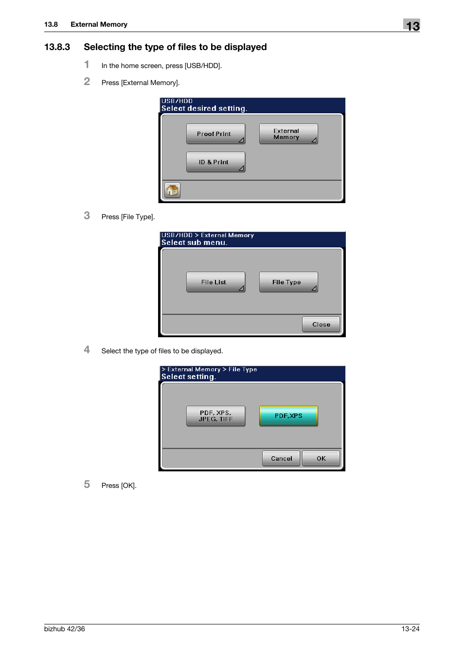 3 selecting the type of files to be displayed, Selecting the type of files to be displayed -23 | Konica Minolta bizhub 36 User Manual | Page 153 / 198