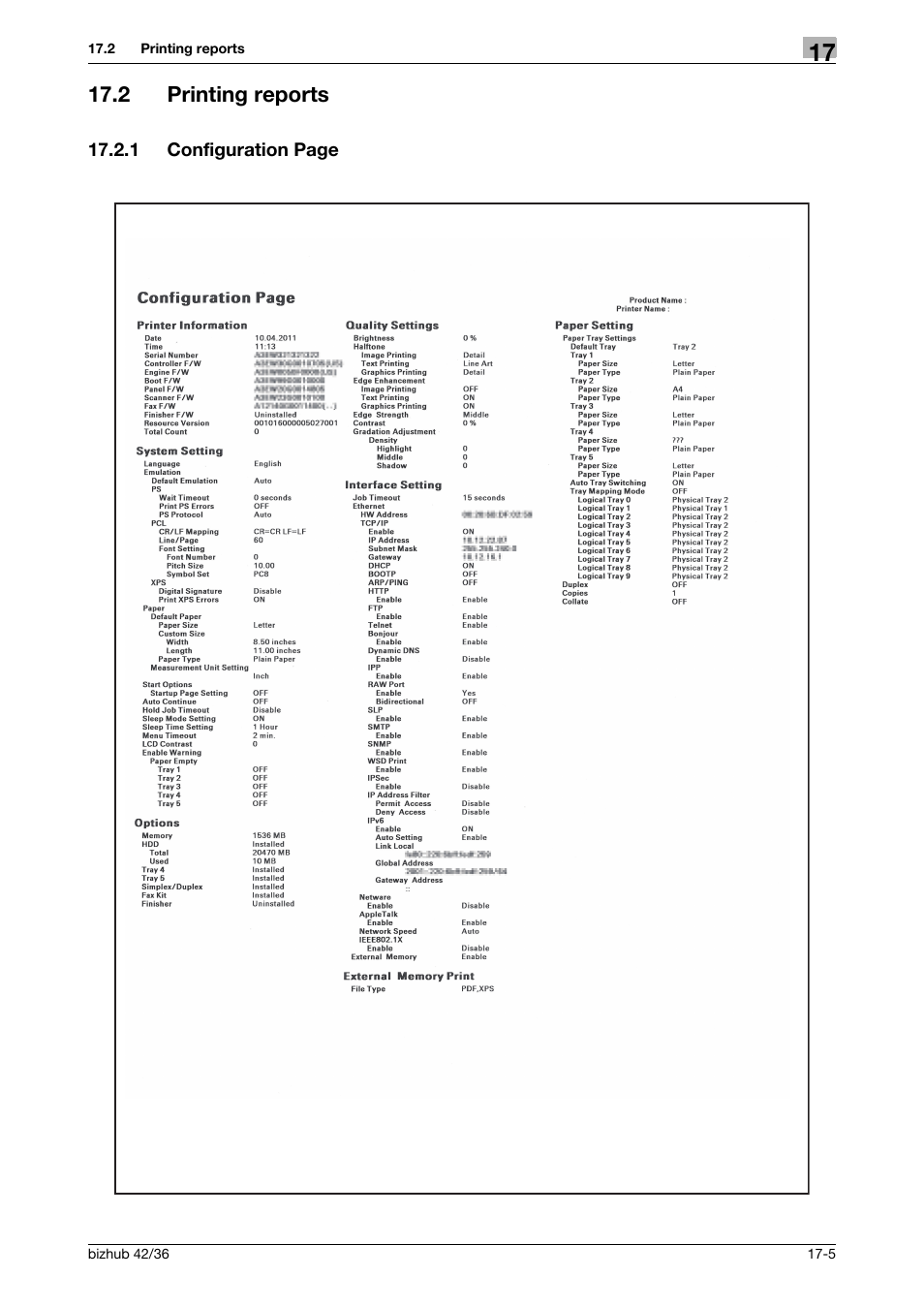 2 printing reports, Printing reports -5 | Konica Minolta bizhub 36 User Manual | Page 182 / 198