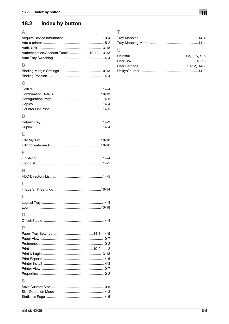 2 index by button, Index by button -5 | Konica Minolta bizhub 36 User Manual | Page 197 / 198