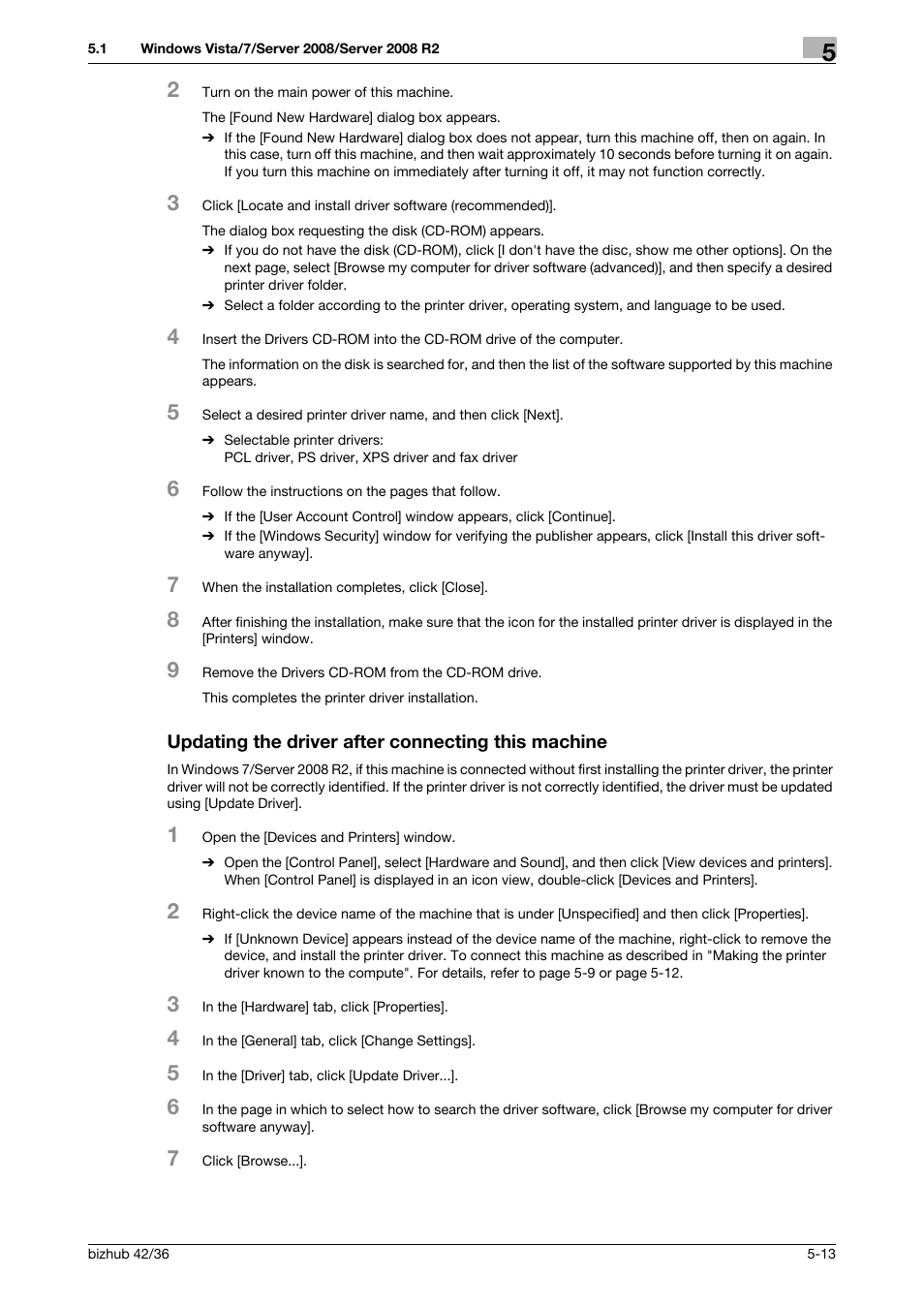 Updating the driver after connecting this machine | Konica Minolta bizhub 36 User Manual | Page 45 / 198