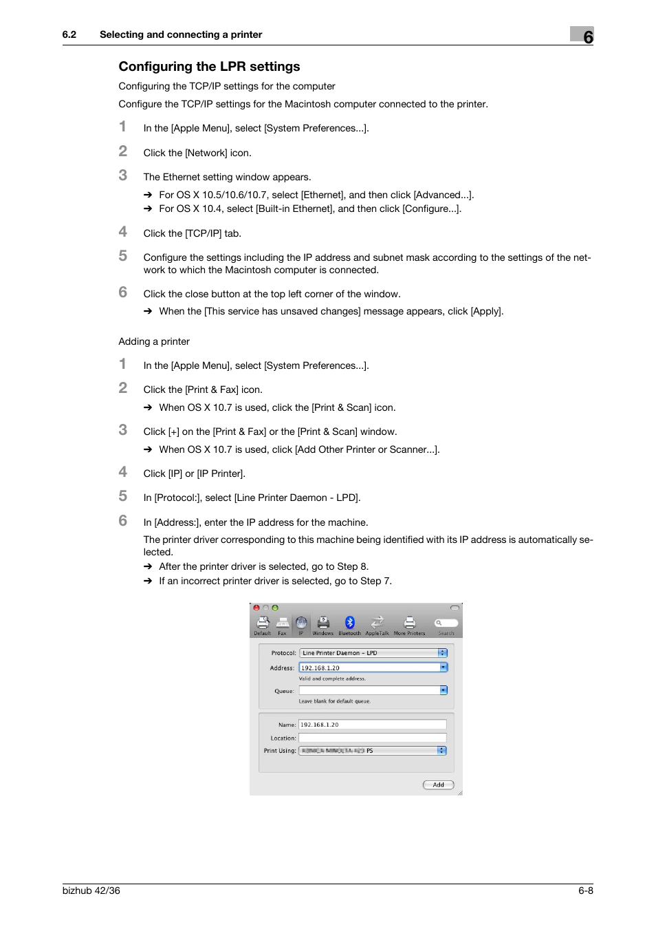 Configuring the lpr settings, Configuring the lpr settings -8 | Konica Minolta bizhub 36 User Manual | Page 59 / 198