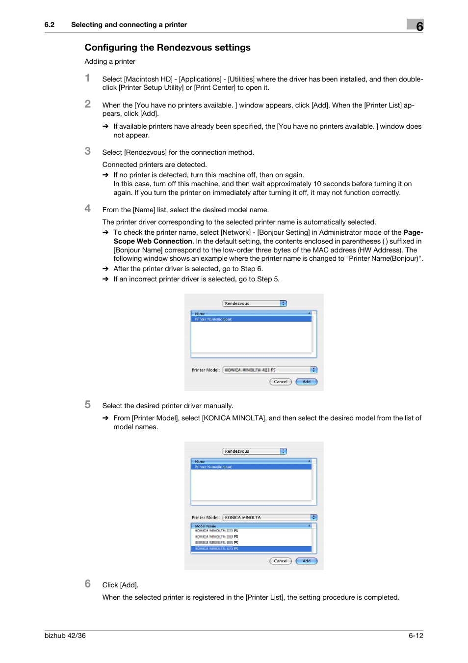 Configuring the rendezvous settings, Configuring the rendezvous settings -12 | Konica Minolta bizhub 36 User Manual | Page 63 / 198