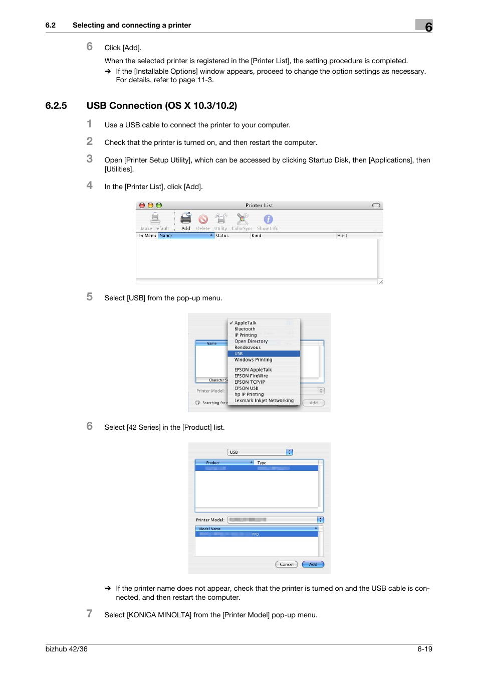 5 usb connection (os x 10.3/10.2), Usb connection (os x 10.3/10.2) -19 | Konica Minolta bizhub 36 User Manual | Page 70 / 198