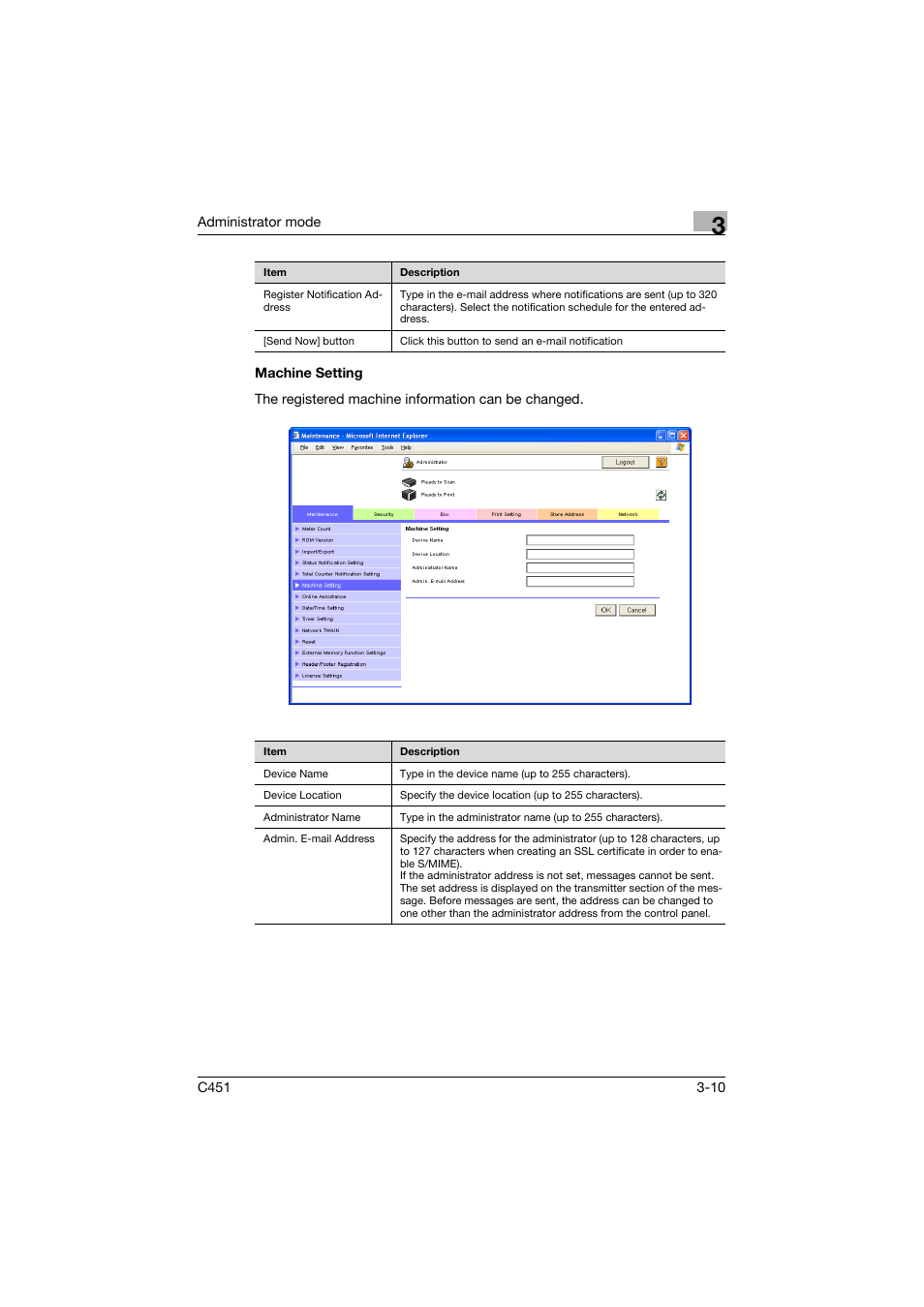 Machine setting, Machine setting -10 | Konica Minolta bizhub C451 User Manual | Page 119 / 246