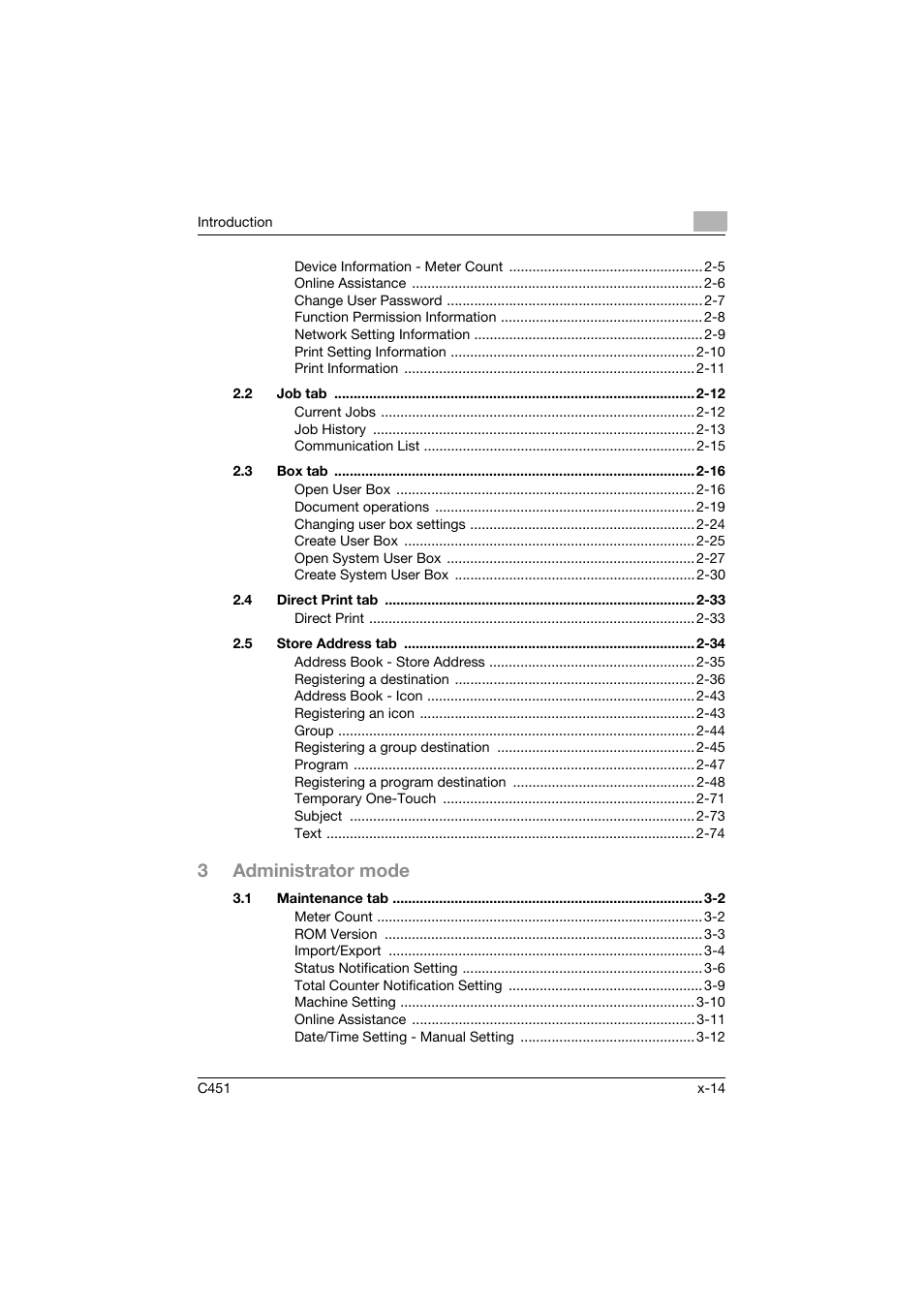 3administrator mode | Konica Minolta bizhub C451 User Manual | Page 15 / 246