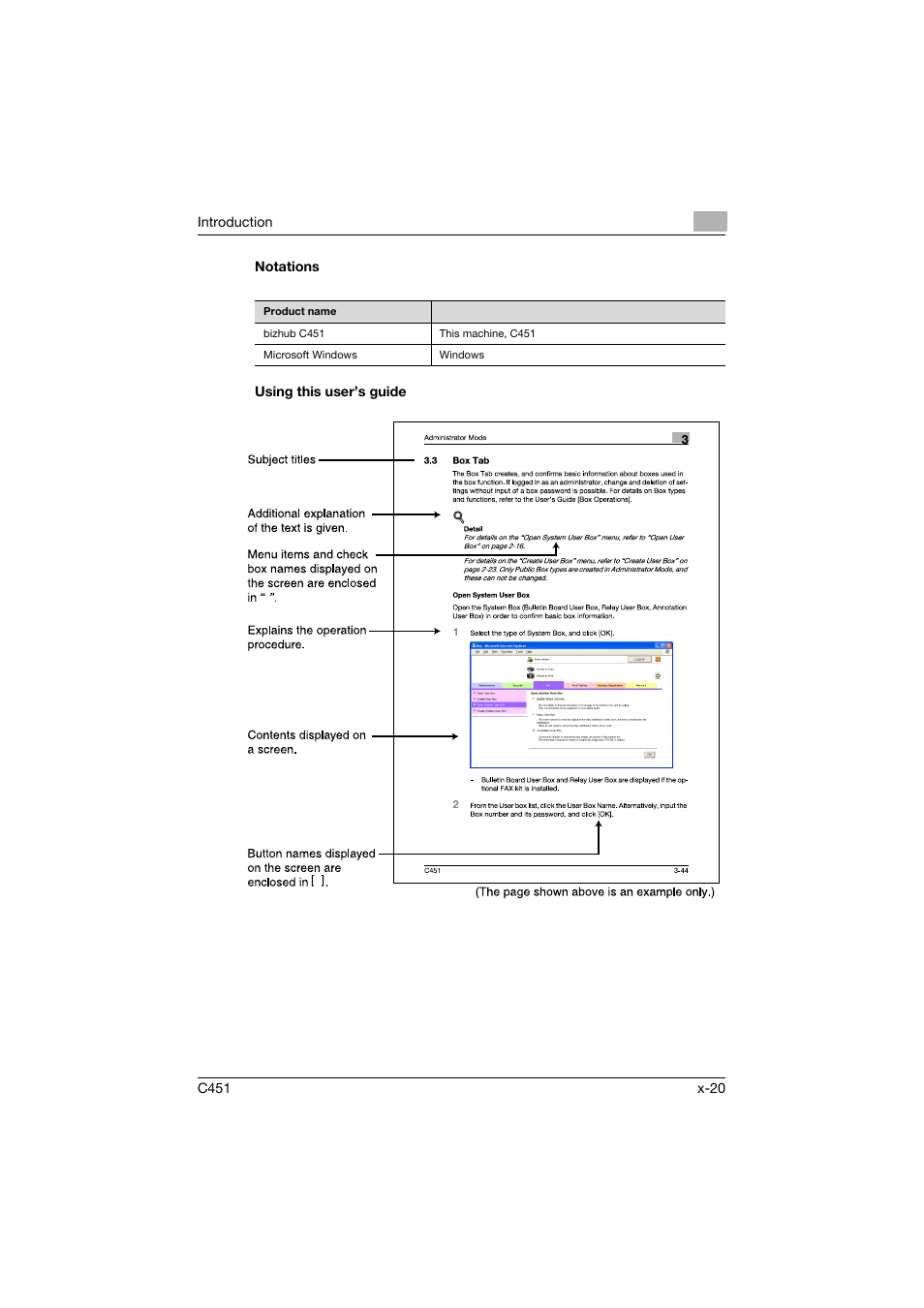 Notations, Using this user’s guide | Konica Minolta bizhub C451 User Manual | Page 21 / 246