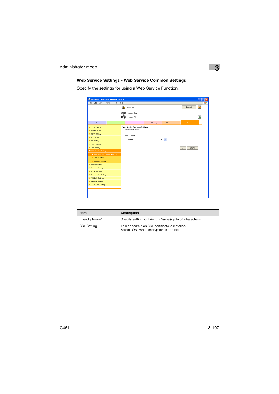 Web service settings - web service common settings | Konica Minolta bizhub C451 User Manual | Page 216 / 246