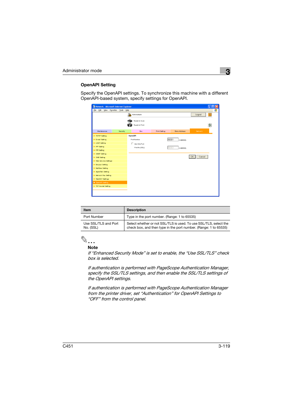 Openapi setting, Openapi setting -119 | Konica Minolta bizhub C451 User Manual | Page 228 / 246