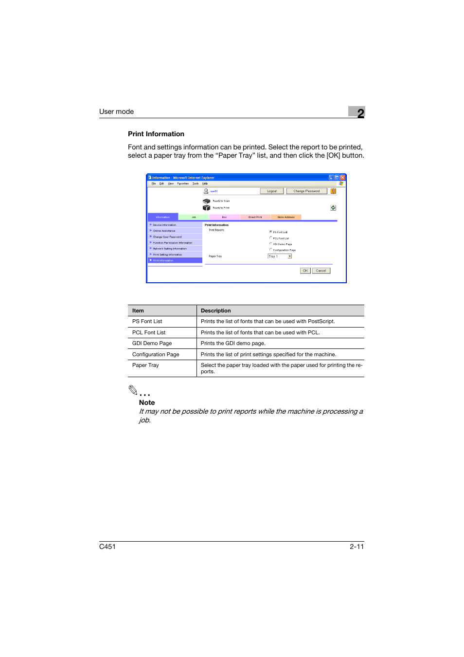 Print information, Print information -11 | Konica Minolta bizhub C451 User Manual | Page 46 / 246